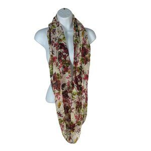 J.Jill Floral Infinity Scarf One Size Lightweight Polyester Multicolor